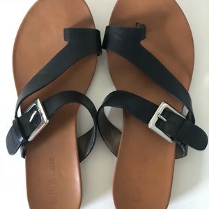 Black Faux Leather Slide Sandals 8.5 Kelly & Katie